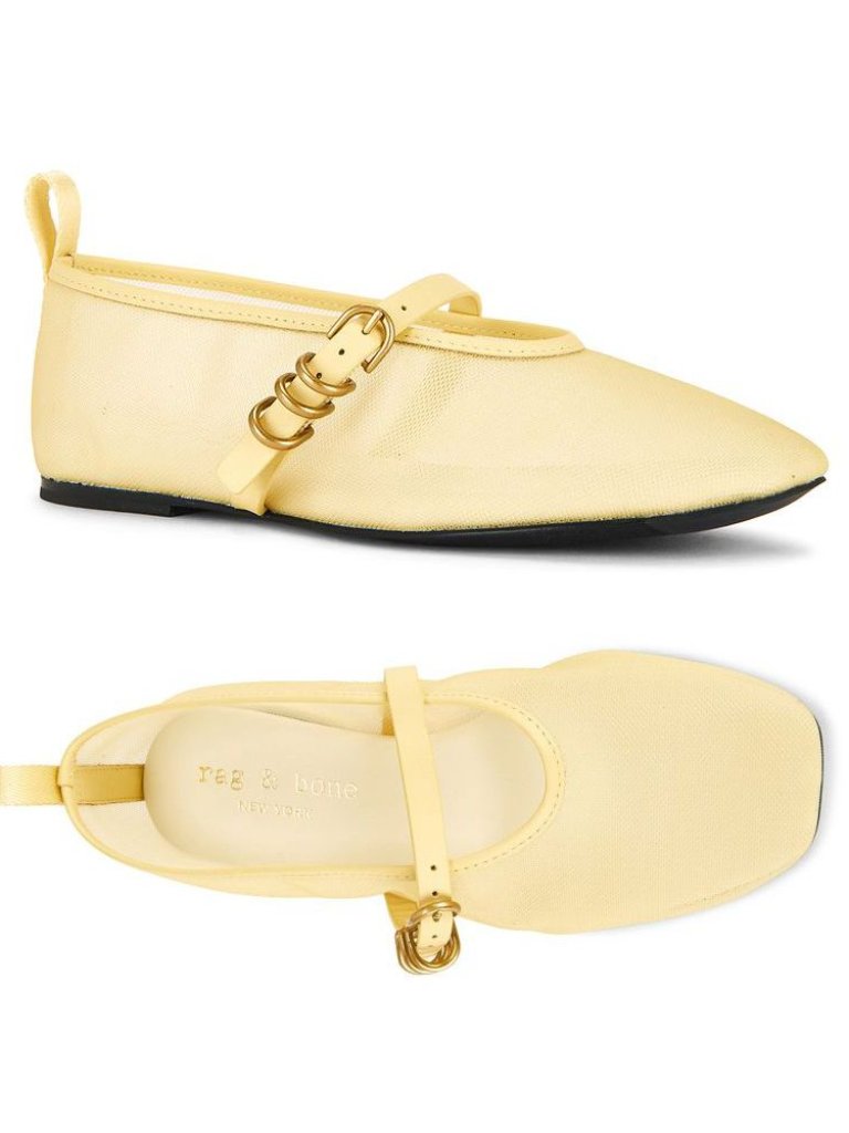 Rag & Bone Spire Mesh Mary Jane Flats Size 6 36 Honey Yellow New